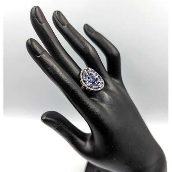 Sterling Silver 925 SNJ Tanzanite White Topaz MCM Style Statement Ring Sz 9 - Picture 3 of 16